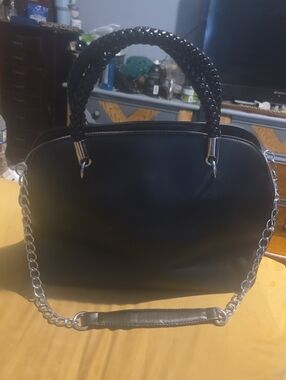 Black Women's Chain-Handle Satchel